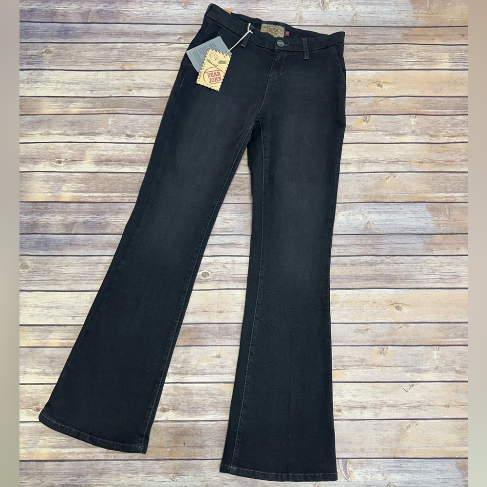 Dear John wide leg flare denim trousers black washed size 28